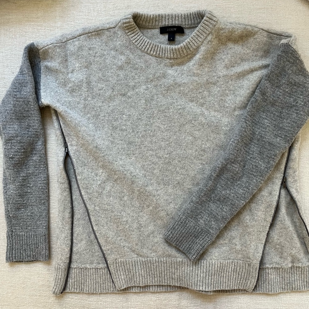 JCREW Size Small Two Toned Gray Sweater with Zipper Detailing